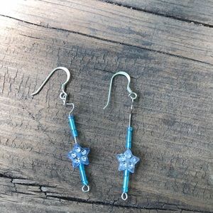 Blue Star Dangly Earrings